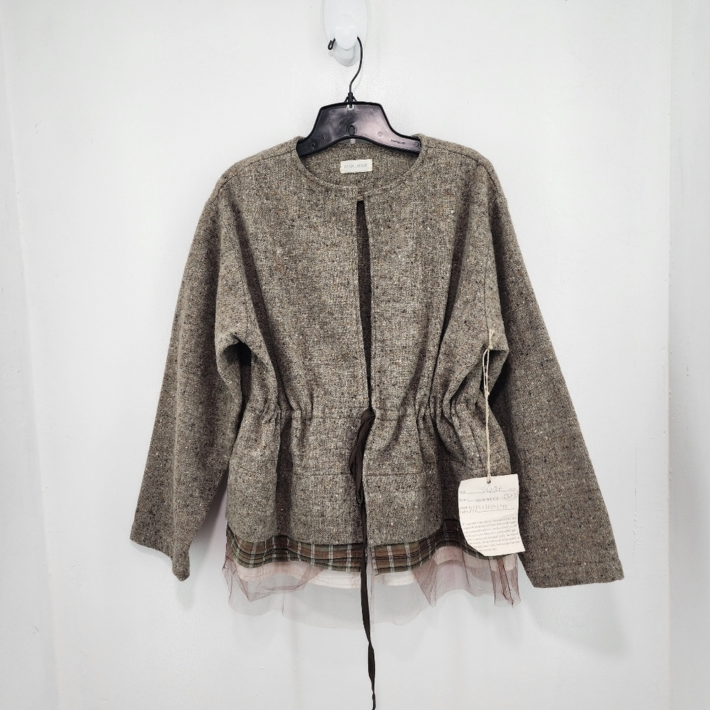 Krista Larson Women's Lily 100% Wool Collarless Blazer Jacket - OS